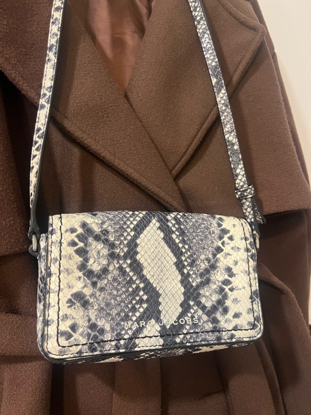 Marc Jacobs Black & White Snake-Print Crossbody Wallet